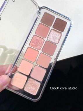 Clio Coral Studio 12-Color Eyeshadow Palette — Warm Coral & Rose Shades